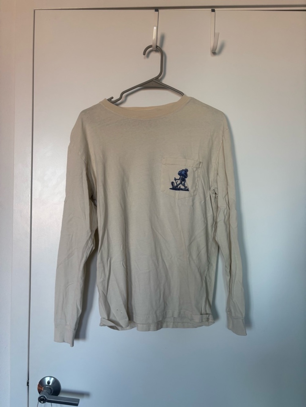 Parks Project Cream Long-Sleeve Pocket Tee with Blue Pocket Graphic